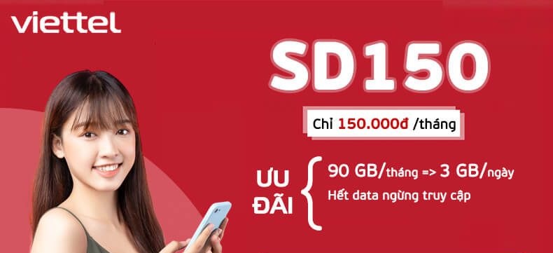 Gói 4G Viettel SD150,Gói Cước 4G Viettel 6 Tháng